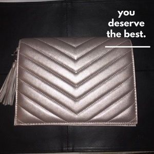 Neiman Marcus blush metallic chevron clutch